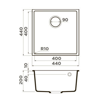   Omoikiri Bosen 44-U-PL Tetogranit/ (4997007)