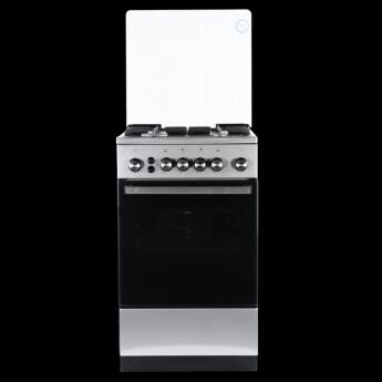 Газовая плита De luxe 5040.40г(кр) ЧР-010 нержавеющая сталь, 50х50, гриль, вертел, чугунные решетки, крышка