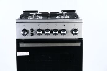 Газовая плита De luxe 5040.40г(кр) ЧР-010 нержавеющая сталь, 50х50, гриль, вертел, чугунные решетки, крышка