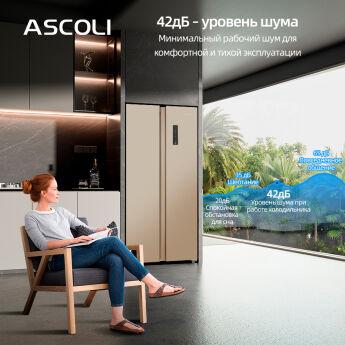 Холодильник Side-by-Side Ascoli ACDG450WIB золотистый, 173.5x78 см, 450 л, No Frost