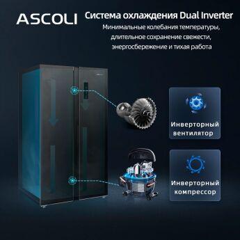 Холодильник Side-by-Side Ascoli ACDW450WIB Inverter белый, дисплей, 78 см, No Frost