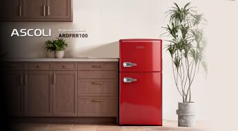 Холодильник Ascoli ARDFRR100 Ретро красный, двухкамерный с верхней морозилкой, 87.6х45.3 см
