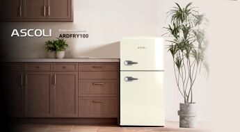 Холодильник Ascoli ARDFRY100 Ретро кремовый, двухкамерный с верхней морозилкой, 87.6х45.3 см