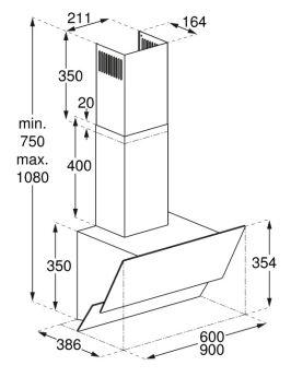 Вытяжка BOSCH DWK65AD30R Serie 4, черная нержавеющая сталь, 60 см, 616 куб.м.