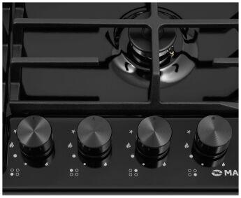 Варочная панель газовая MAUNFELD EGHE.64.63CB2/G черный, 59x51.5 см, WOK, чугунные решетки