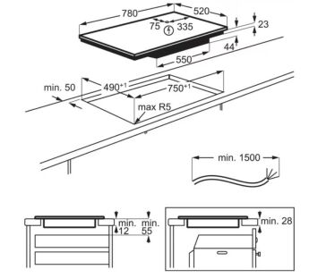 �������� ������ Electrolux EIV84550 ������, 5 ������������, 78 ��, 2 Bridge, �������������