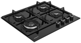 Варочная панель газовая Hotpoint HGS 62F/BK Flame Control, черное стекло, чугун, Step Flame