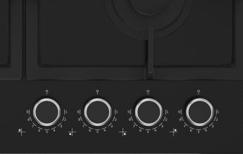 Варочная панель газовая Hotpoint HGS 62F/BK Flame Control, черное стекло, чугун, Step Flame