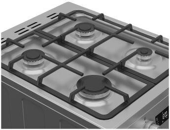 Газовая плита Hotpoint HSG5F1HX, серебристый, электродуховка с конвекцией, чугунные решетки, дисплей