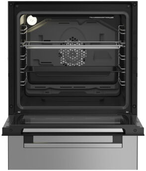 Газовая плита Hotpoint HSG5F1HX, серебристый, электродуховка с конвекцией, чугунные решетки, дисплей