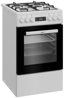 Газовая плита Hotpoint HSG5F2HB, белый, электродуховка с конвекцией, чугунные решетки, дисплей