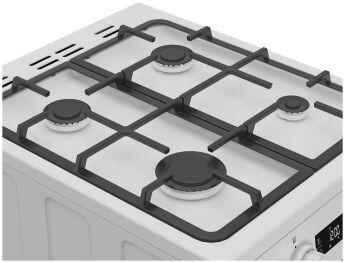 Газовая плита Hotpoint HSG5F2HB, белый, электродуховка с конвекцией, чугунные решетки, дисплей