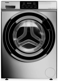 Стиральная машина Haier HW60-BP12919BS узкая, серебристый, сенсорное управление, пар, инвертор