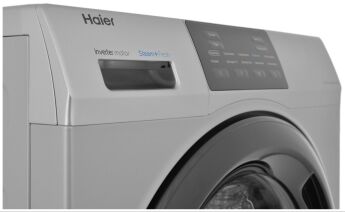 Стиральная машина Haier HW60-BP12919BS узкая, серебристый, сенсорное управление, пар, инвертор