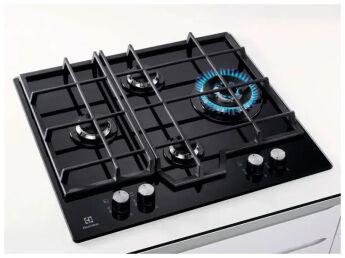 Варочная панель Electrolux KGG6456K 600 Gas on Glass, стекло/чугун, WOK конфорка