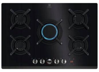 Варочная панель газовая Electrolux KGG753753K Flamelight 75 см, черное стекло, 5 конфорок StepPower, таймер