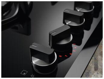 Варочная панель газовая Electrolux KGG753753K Flamelight 75 см, черное стекло, 5 конфорок StepPower, таймер