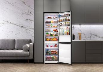 Холодильник LEX LKB201BLIDMax, черное стекло, 201х68 см, 456 л, No Frost, 5 полок