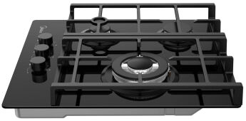 Варочная панель газовая Midea MG443TGB черное стекло, 51x45 см, 3 конф., WOK, чугун