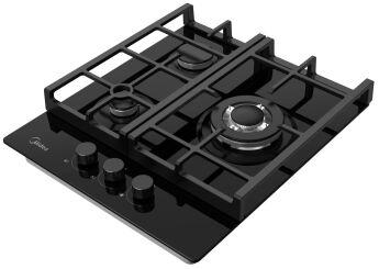 Варочная панель газовая Midea MG443TGB черное стекло, 51x45 см, 3 конф., WOK, чугун