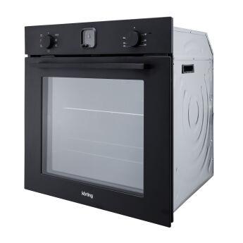 Духовой шкаф Korting OKB 4701 CNRN, черный, утапливаемые ручки, аналоговые часы, телескопические напр.