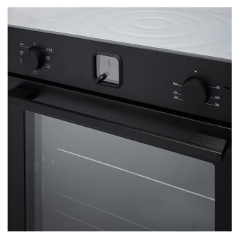 Духовой шкаф Korting OKB 4701 CNRN, черный, утапливаемые ручки, аналоговые часы, телескопические напр.