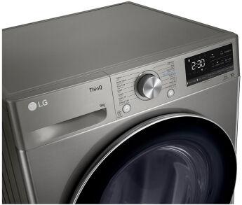 Сушильная машина LG RH90V9PV8N серебристый, тепловой насос, 9 кг, ThinQ, перенавешиваемая дверь