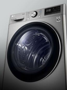Сушильная машина LG RH90V9PV8N серебристый, тепловой насос, 9 кг, ThinQ, перенавешиваемая дверь