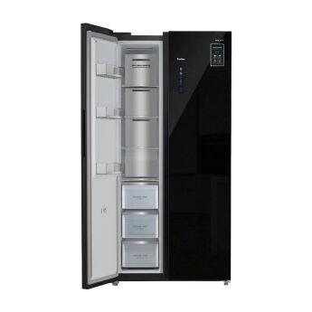 Холодильник Side-by-Side Tesler RSD-537BI BLACK GLASS зона свежести, 191,2х91,1х60 см