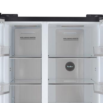 Холодильник Side-by-Side Tesler RSD-537BI BLACK GLASS зона свежести, 191,2х91,1х60 см