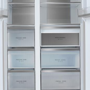 Холодильник Side-by-Side Tesler RSD-537BI BLACK GLASS зона свежести, 191,2х91,1х60 см