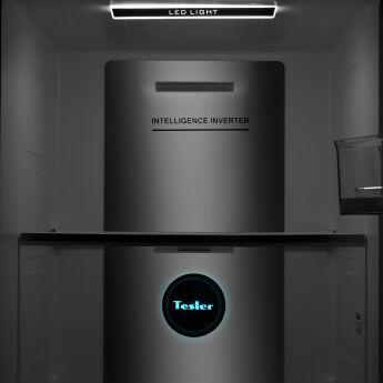 Холодильник Side-by-Side Tesler RSD-537BI BLACK GLASS зона свежести, 191,2х91,1х60 см
