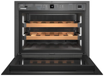 Винный шкаф Liebherr WKEgb 582 GrandCru черное стекло, ниша 45 см, 18 бут.