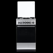 Газовая плита De luxe 5040.40г(кр) ЧР-010 нержавеющая сталь, 50х50, гриль, вертел, чугунные решетки, крышка