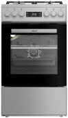 Газовая плита Hotpoint HSG5F1HX, серебристый, электродуховка с конвекцией, чугунные решетки, дисплей