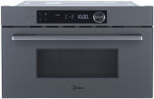 Компактный духовой шкаф с свч MIDEA MI9340GG-I серая, ниша 38 см, гриль, Автоменю, Wi-Fi