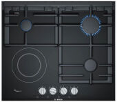 Варочная панель BOSCH PRY6A6B70Q стеклокерамика, 1 электро, 3 газовые, черный