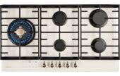 Газовая варочная панель Hiberg VM 9155 Y бежевое стекло ретро, 87.4 см, 5 конфорок